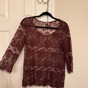Fossil Brown Lace Top
